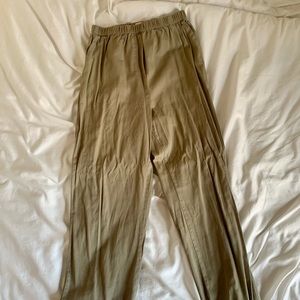 Oysho Olive Linen Joggers